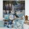 Designart Christmas Forest with River & Trees III Print on Natural Pine Wood